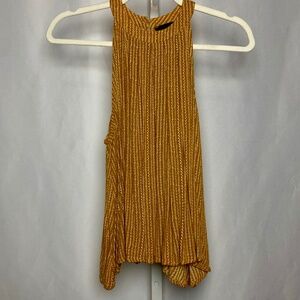 Kaii Womenʻs Gold | White Rayon High Neck Flowy Racerback Blouse Small